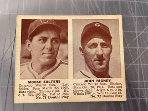 1941 DOUBLE PLAY #71 MOOSE SOLTERS JOHN RIGNEY WHITE SOX  BASEBALL CARD VG/EX