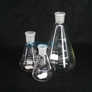50-500ml Multiple Ground Joint Conical Flask Erlenmeyer Lab Glassware - Picture 1 of 45