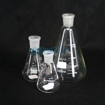 50-500ml Multiple Ground Joint Conical Flask Erlenmeyer Lab Glassware - Image 1 of 4