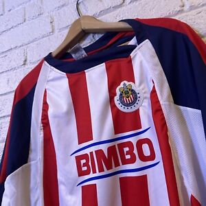 Camiseta deportiva Reebok de Chivas de Guadalajara para hombre talla L roja azul blanca 2007-08