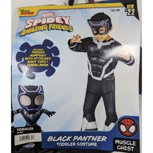 Jazwares Disney Junior Spidey & Friends Black Panther Toddler Costume 3T-4T NEW - Picture 1 of 3