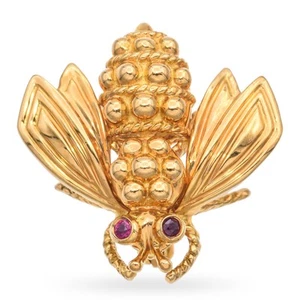 Vintage Tiffany & Co. 18k and Ruby Bumblebee Brooch - Picture 1 of 7