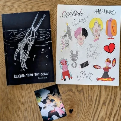 Lil Peep Sticker Sheet Official Fan Art! Deeper Than The Ocean & Custom Photo - Image 1 of 4