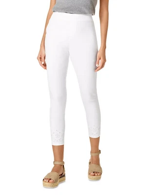 Pantalones de mezclilla para mujer HUE talla S bordados con dobladillo con ojales Foto 1 de 4