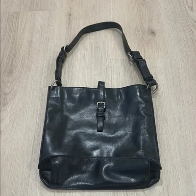 Винтажная итальянская кожаная черная наплечная сумка Granello - Изображение 1 из 4