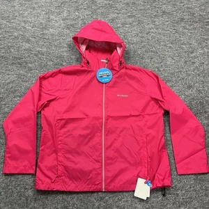 Columbia Jacket Womens 2X Pink Hooded Rain Coat Hiking Camping Gorpcore - Picture 1 of 14