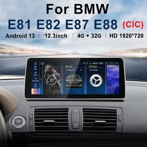 12.3" Android Screen Screen Carplay For BMW 1 Series E81 E82 E87 Autoradio CIC - Picture 1 of 12