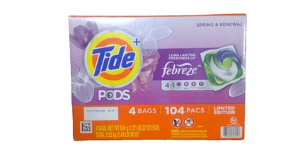 Cápsulas de marea con cápsulas de detergente para ropa Febreeze, primavera y renovación, 104 unidades Foto 1 de 2