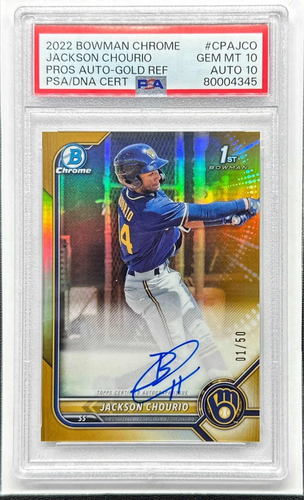 Jackson Chourio 2022 Bowman Chrome #CPA-JCO Prospect Auto Jackson Chourio 2022 Bowman Chrome #CPA-JCO Prospect Auto
