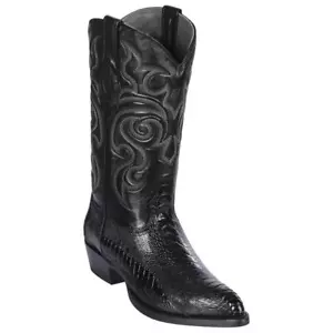 Los Altos Men's Genuine Ostrich Leg Cowboy Western Boots J-Toe Wide EE - Picture 1 of 10