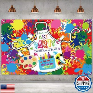 Art Paint Party Backdrop Decorations Artist Theme Birthday Banner Supplies fo - Picture 1 of 5