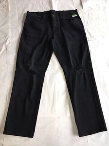 NWT Men's Slim Fit Pre Ripped Distressed Black Denim Fashion Jeans 34 X 30 - Picture 1 of 9