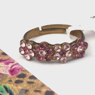 Anillo Michal Negrin Banda de Tenis Tonos de Cristales Florales Púrpura Delicada Caja de Regalo Foto 1 de 4