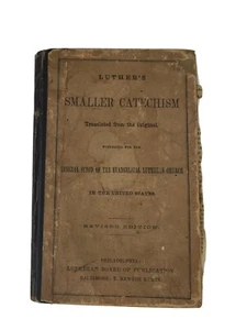 Antique Luther’s Smaller Catechism Hardcover 1800s Translated Lutheran Board - Picture 1 of 5