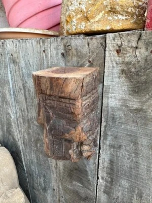 Antique Old Wooden Hand Crafted Floral Carved Wall Hanging Candle Holder Foto 1 de 4