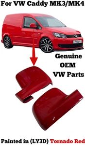 Mirror Covers Painted For VW Caddy MK3 MK4 LY3D Tornado Red 2004-2020 Genuine OE - Picture 1 of 4