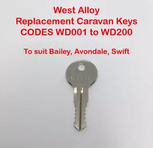 West Legierung Ersatz Wohnwagen Schlüssel WD001 bis WD200 (Bailey, Avondale, Swift) - Bild 1 von 1