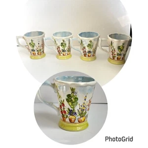 Dario Farrucci Ma Maison Ceramic Mug Set 4 Hand Painted by Tabletops Unlimited - Picture 1 of 15