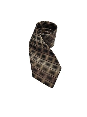 Gravata xadrez masculina Stafford marrom preta bege 62" x 3,75" desempenho  - Imagem 1 de 4