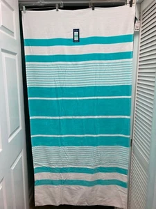 BRAND NEW w/ weave flaw - Tommy Bahama Beach Towel - Aqua Sanders Beach Stripe - Picture 1 of 2