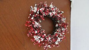 8" Outside Diameter, 3" Inside Diameter SNOW COVERED HOLLY BERRY CANDLE RING