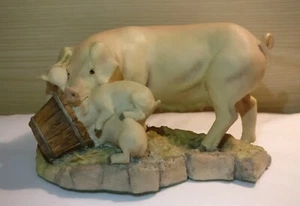 Aynsley MasterCraft Figurine Pig and Piglets 1982 Hand Painted Great Condition - Picture 1 of 7