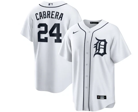 Men's Detroit Tigers Miguel Cabrera White Home Replica Player Name Jersey Cover