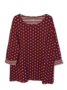 NWT Talbots 1X Red/White Polka Dot Scoop Neck 3/4 Sleeve Knitwear Sweater Blouse