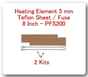 2 Ersatz Heizelement 5mm +2 PTFI Blech für Impulsversiegelung 8" PFS200 - Bild 1 von 1