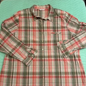 Allison Daley Women’s 3x Cotton Blend Blouse Textured Coral Khaki Green Blouse - Picture 1 of 15