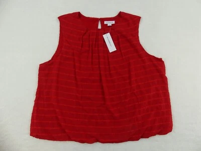Liz Claiborne Shirt Womens 2X Red Stripes Embellished Sleeveless Blouse - Image 1 of 4