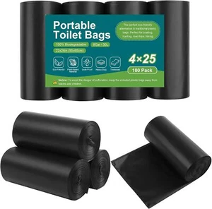 WZFI 100 Portable Camping Toilet Bags,8 Gallon Super Thick Camping Toilet Bags B - Picture 1 of 3