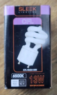 Qty 4 Satco S8203 13W|50W Replacement BiPin GU24 Base MiniSpiral CFL Bulb-WrmWht - Image 1 of 4