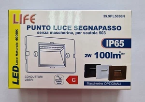 LUCE SEGNAPASSO DA INCASSO X SCAT503 220V 2W 4000K CON COVER BIANCA O NERA NUOVO - Foto 1 di 11