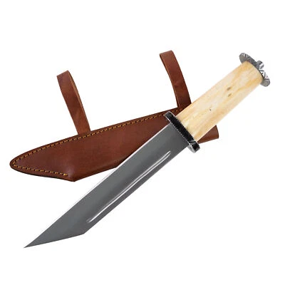 Wikinger Messer mit Beingriff und Lederscheide Sax Style Frühmittelalter - Bild 1 von 3