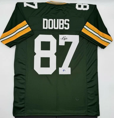 JMC SPORTS Romeo Doubs Autographed Green Bay Green Custom Football Jersey Beckett CoA