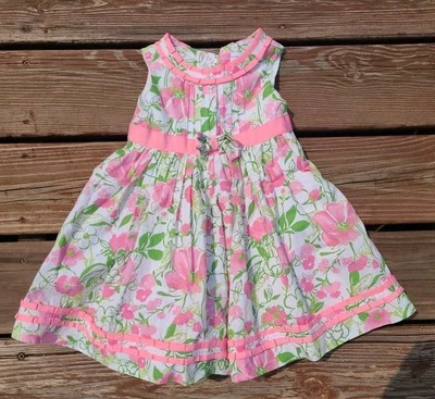 Vestido Polly & Friends Flor Estampado Agua Niñas Talla 24 Meses Capas Foto 1 de 4