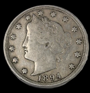 1894 5C Liberty Nickel- CHOICCE VF / FREE SHIPPING- SMH-197 - Picture 1 of 3