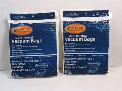2 paquetes de bolsas de vacío Kenmore 5055/50558/50557 Panasonic C-5, 18 bolsas en total. Foto 1 de 4