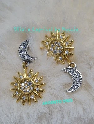 Orecchini Argento S925 ALE Sole e Luna pendenti (Pandora) - Immagine 1 di 4