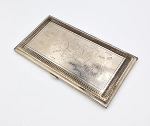 ANTIQUE INDIAN ENGRAVED MAP CIGARETTE CASE c1930 - Picture 1 of 6
