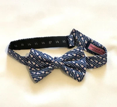 Vineyard Vines Boys 100% Silk Pre-tied Blue Lacrosse Sticks Bow Tie - Image 1 of 2