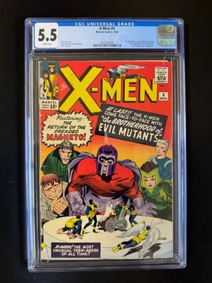 X-MEN #4 CGC 5.5   1st Scarlet Witch & Quicksilver -  WHITE PAGES - NEW CGC Case - Image 1 of 3