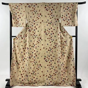 Kimono Komon Seda M Marrón Claro 170cm Largo 67cm Manga Usado - Imagen 1 de 6