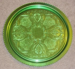 BANDEJA DE SERVIR VINTAGE DE METAL VERDE, 13 1/2" - Imagen 1 de 3