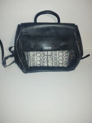 Kenneth Cole Reaction Mujer Negro Gris Gator-como Mochila Bolso Cartera Bolso Foto 1 de 2