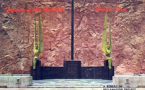 Figures of the Republic Hover Dam Nevada Postcard Unposted - Picture 1 of 2