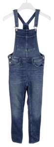 H&M Denim Overall Damen Eu 36 Schnurrhaare Verblichen Schmales Bein Zug auf Blau - Bild 1 von 11