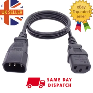 Power Extension Cable IEC Male to Female Kettle Lead C14/C13 1m/2m/3m LOT UK - Picture 1 of 6