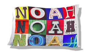 Personalisierter Kissenbezug NOAH mit Foto tatsächlicher Zeichenbuchstaben - Bild 1 von 1